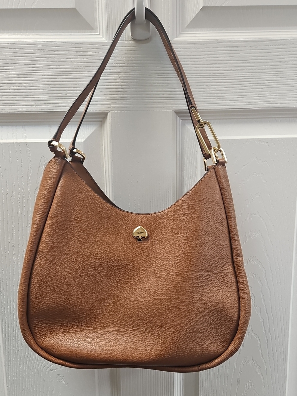 kate spade tan leather shoulder bag with gold hardware